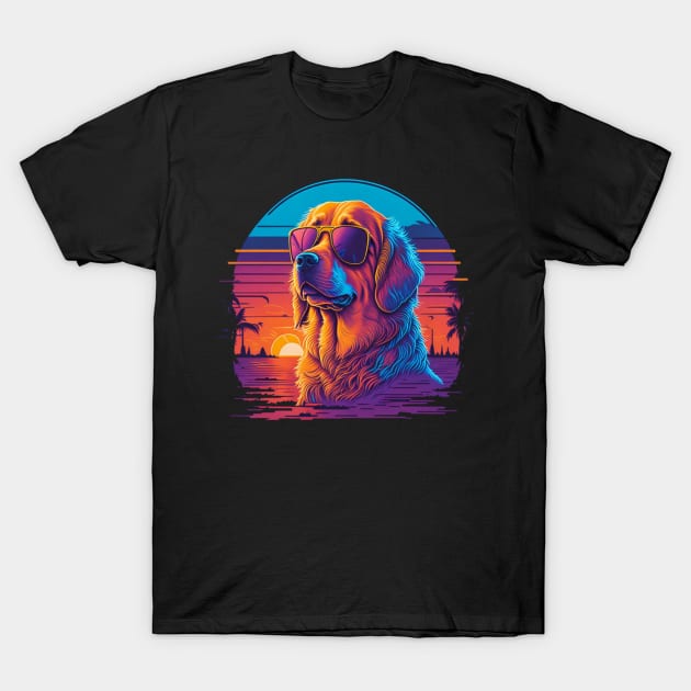 cute golden retriever dog in sunglasses T-Shirt by sukhendu.12